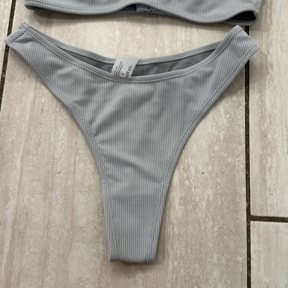 Morning Dip Silver Gray Ribbed Bikini Bathing Suit Set XS - Picture 4 of 7